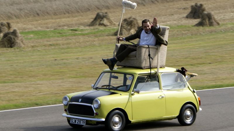 Mr Bean e o seu famoso carrinho Mini Mark III